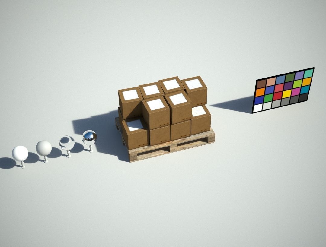Pallet and Boxes Low-poly 3D model_1