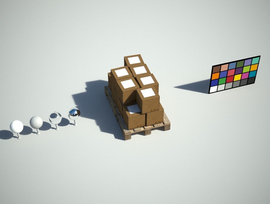 Pallet and Boxes Low-poly 3D model_4