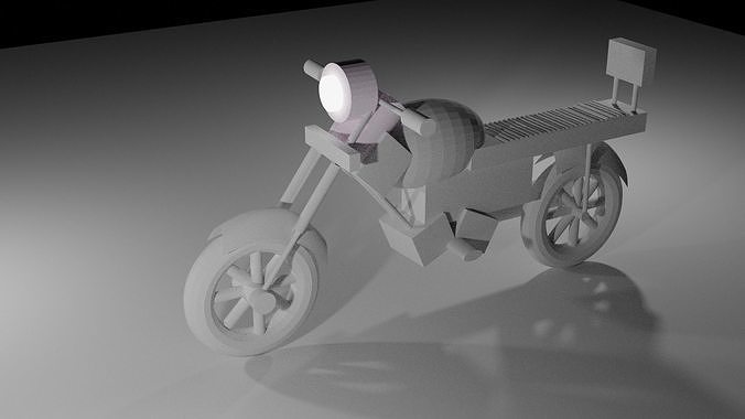 Motorcycle in city at night Low-poly 3D model
