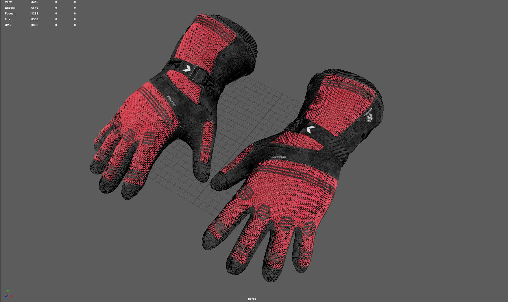 SKI GLOVES Low-poly 3D model_6