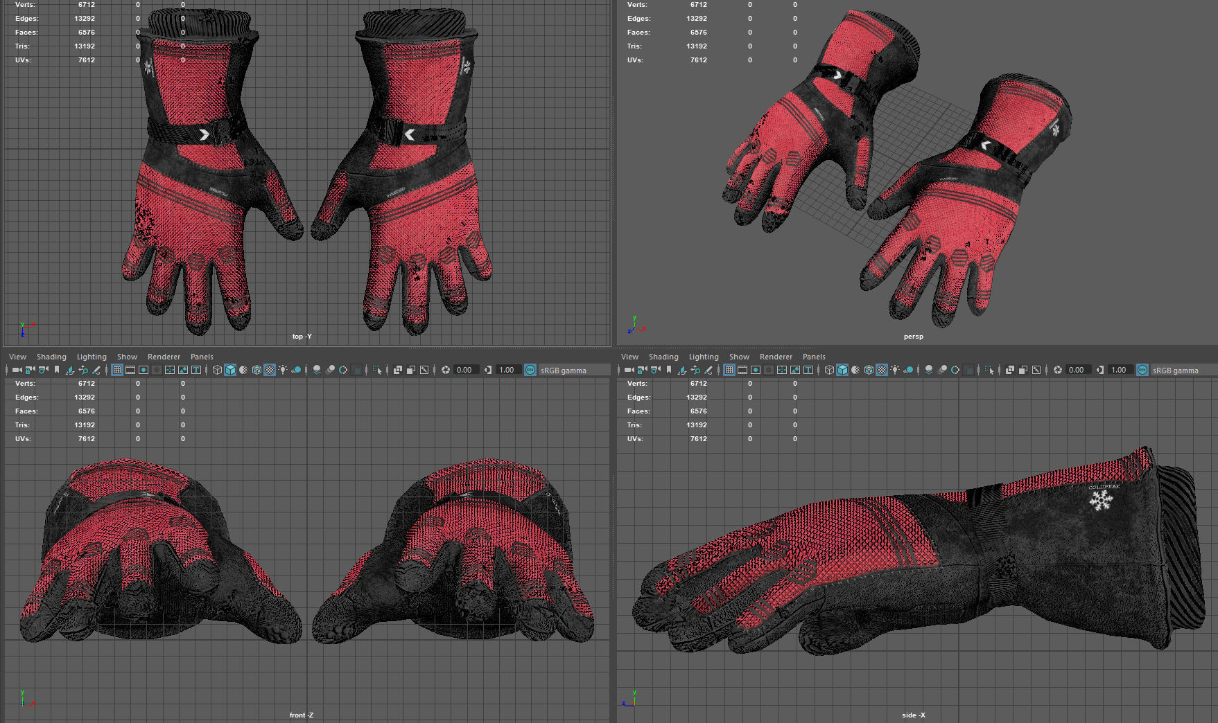 SKI GLOVES Low-poly 3D model_9