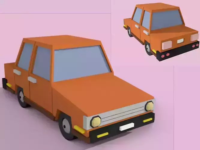 Low-Poly cartoon car 3D model 
