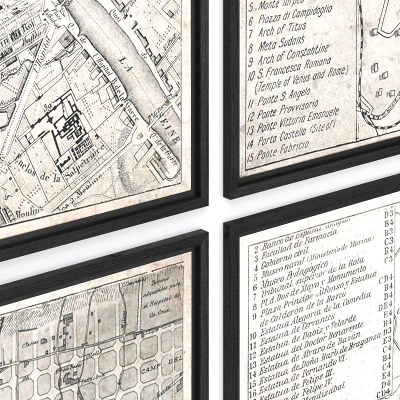 Restoration Hardware Vintage Aerial Maps Of European Cities 3D model_2