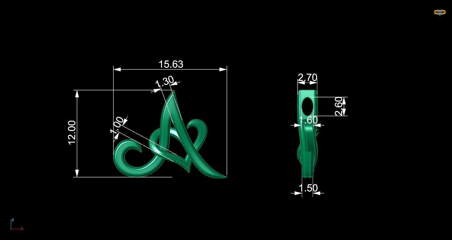 Pendant A letter g 3D print model_12