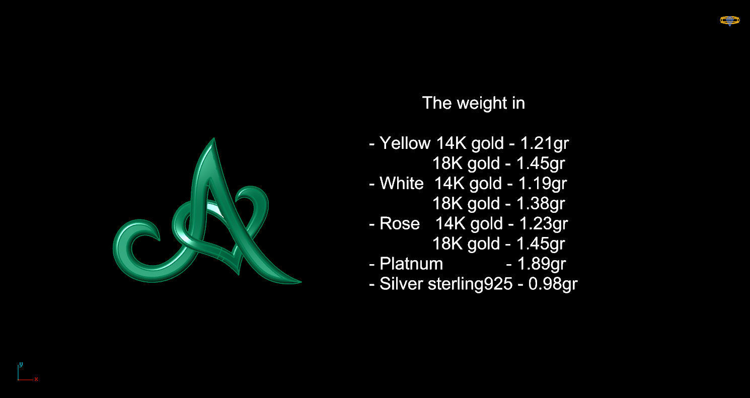 Pendant A letter g 3D print model_13