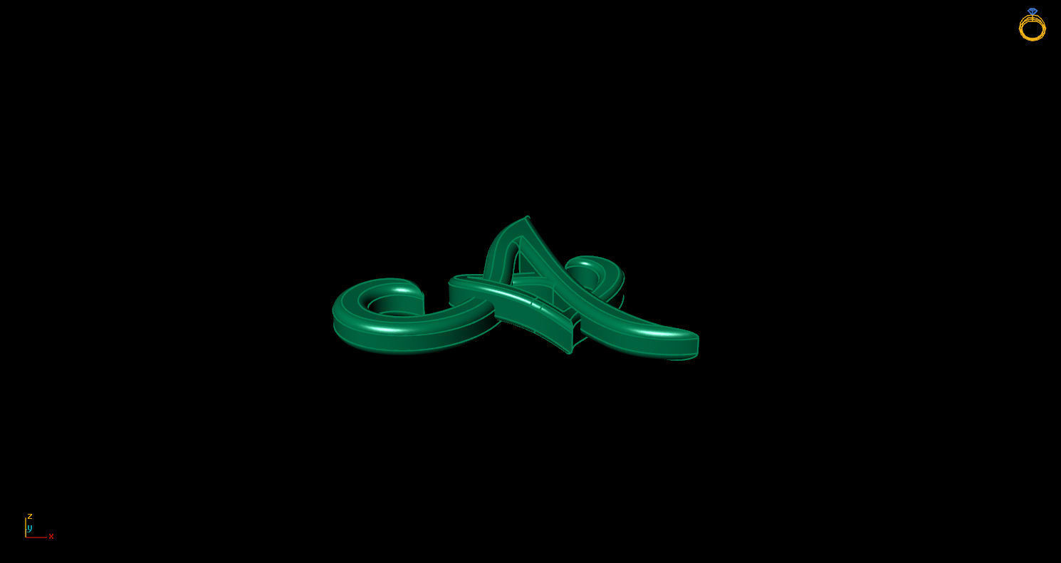 Pendant A letter g 3D print model_7