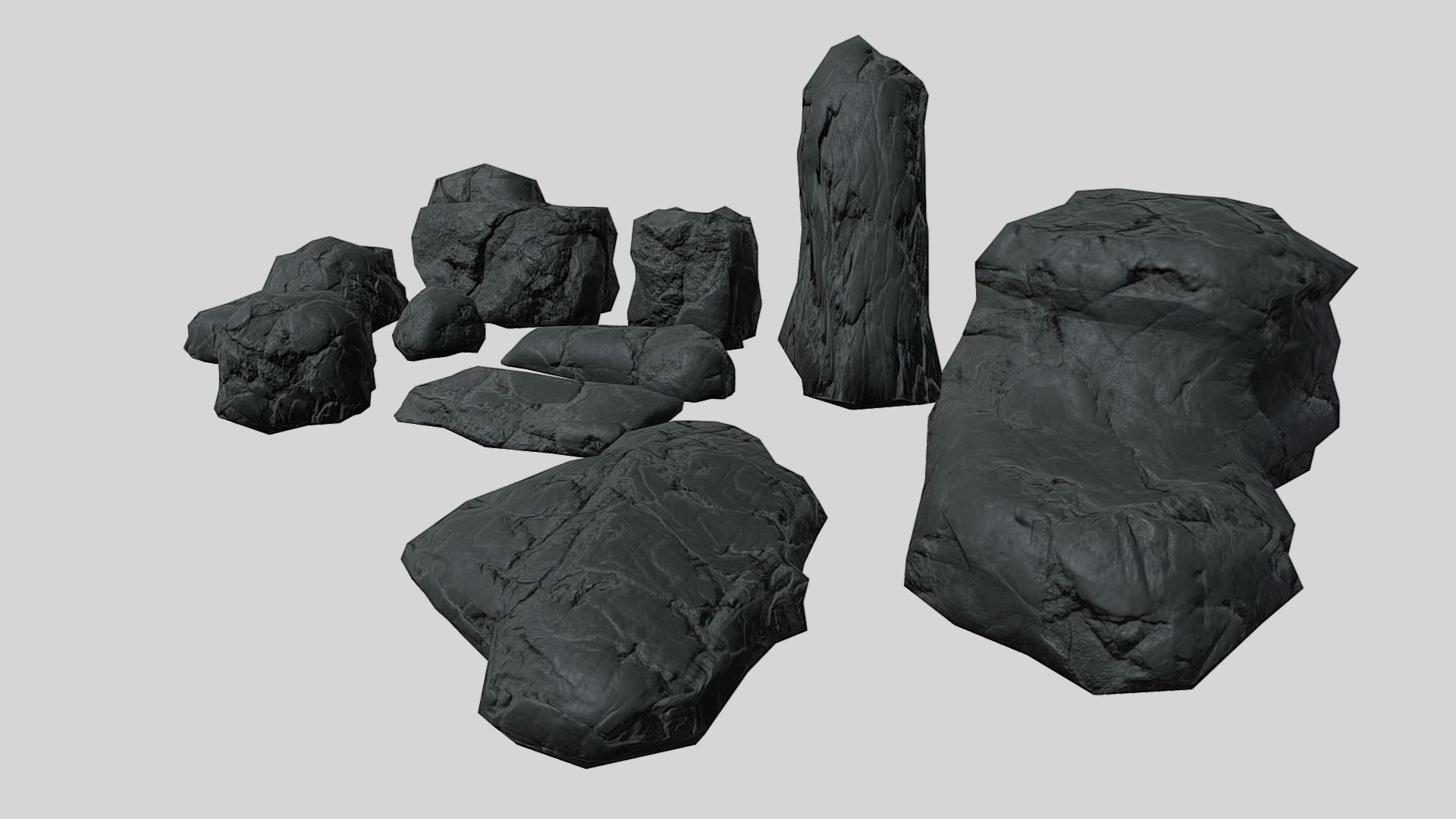 Useful volcanic rocks pack lowpoly Low-poly 3D model_1