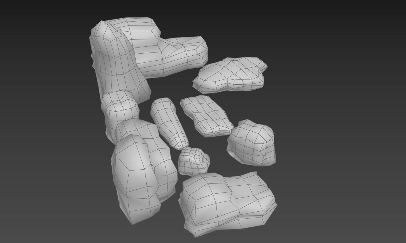 Useful volcanic rocks pack lowpoly Low-poly 3D model_8