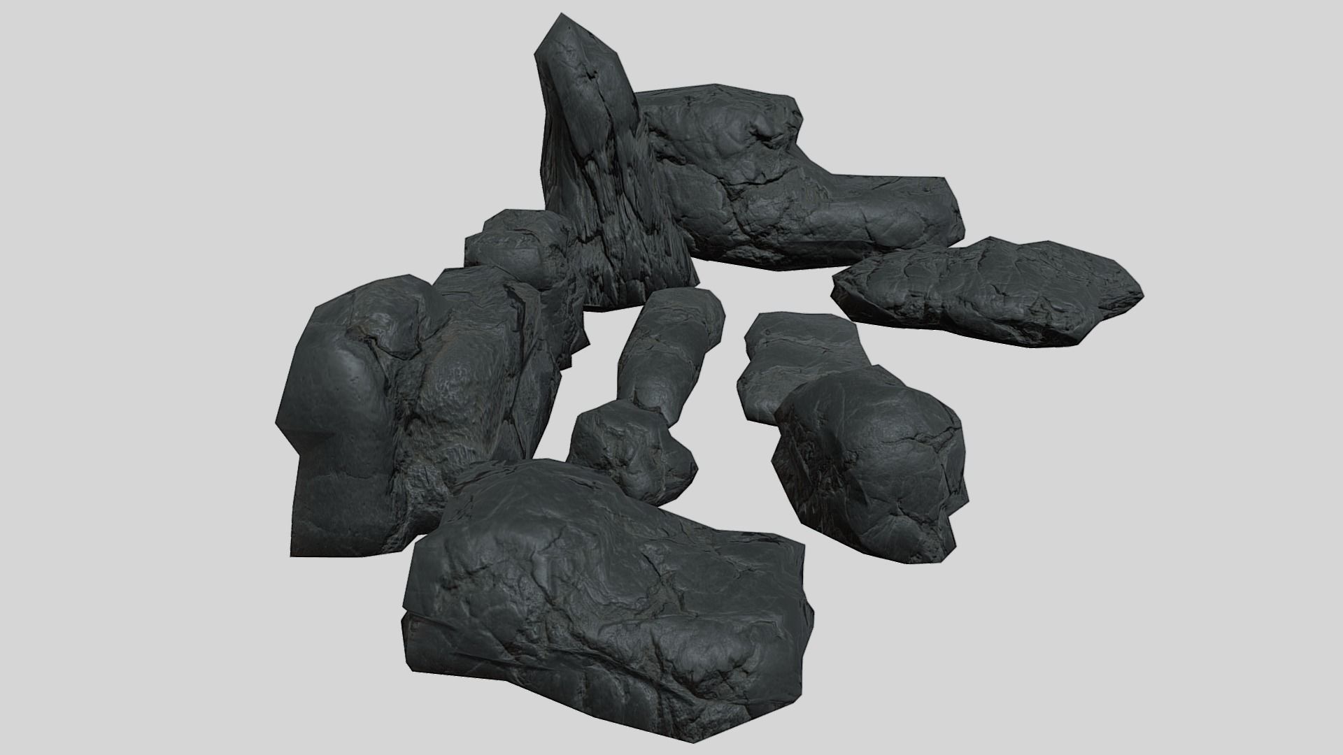 Useful volcanic rocks pack lowpoly Low-poly 3D model_4