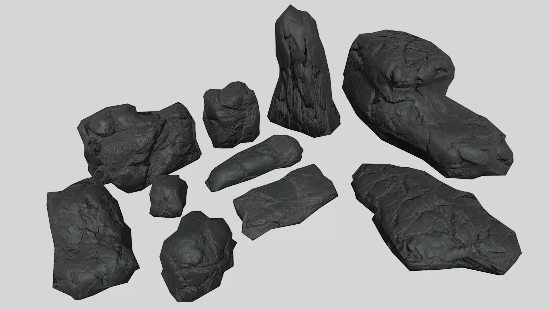Useful volcanic rocks pack lowpoly Low-poly 3D model_0