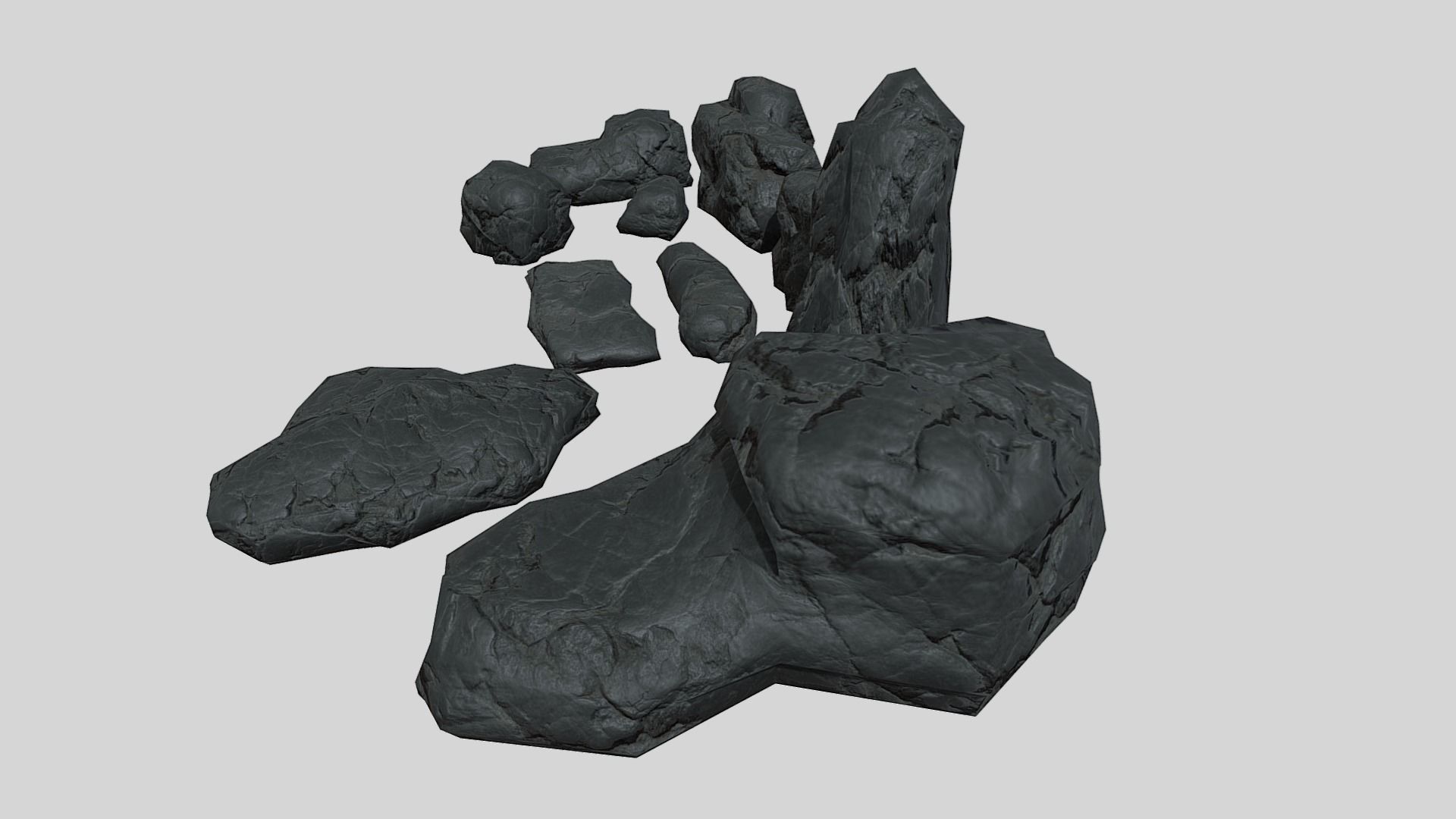 Useful volcanic rocks pack lowpoly Low-poly 3D model_2