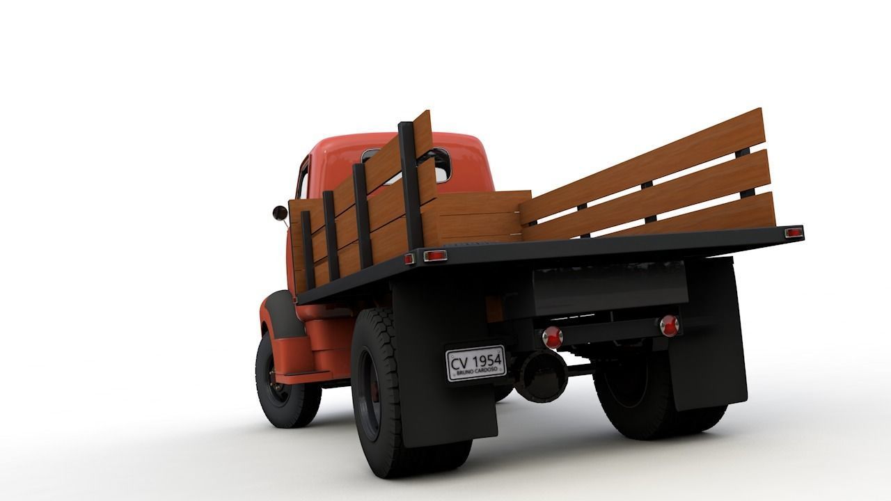 CHEVY 6400 COE FLATBED TRUCK 1954 3D model_4