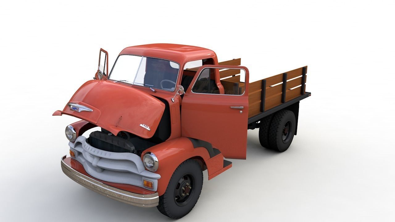 CHEVY 6400 COE FLATBED TRUCK 1954 3D model_1