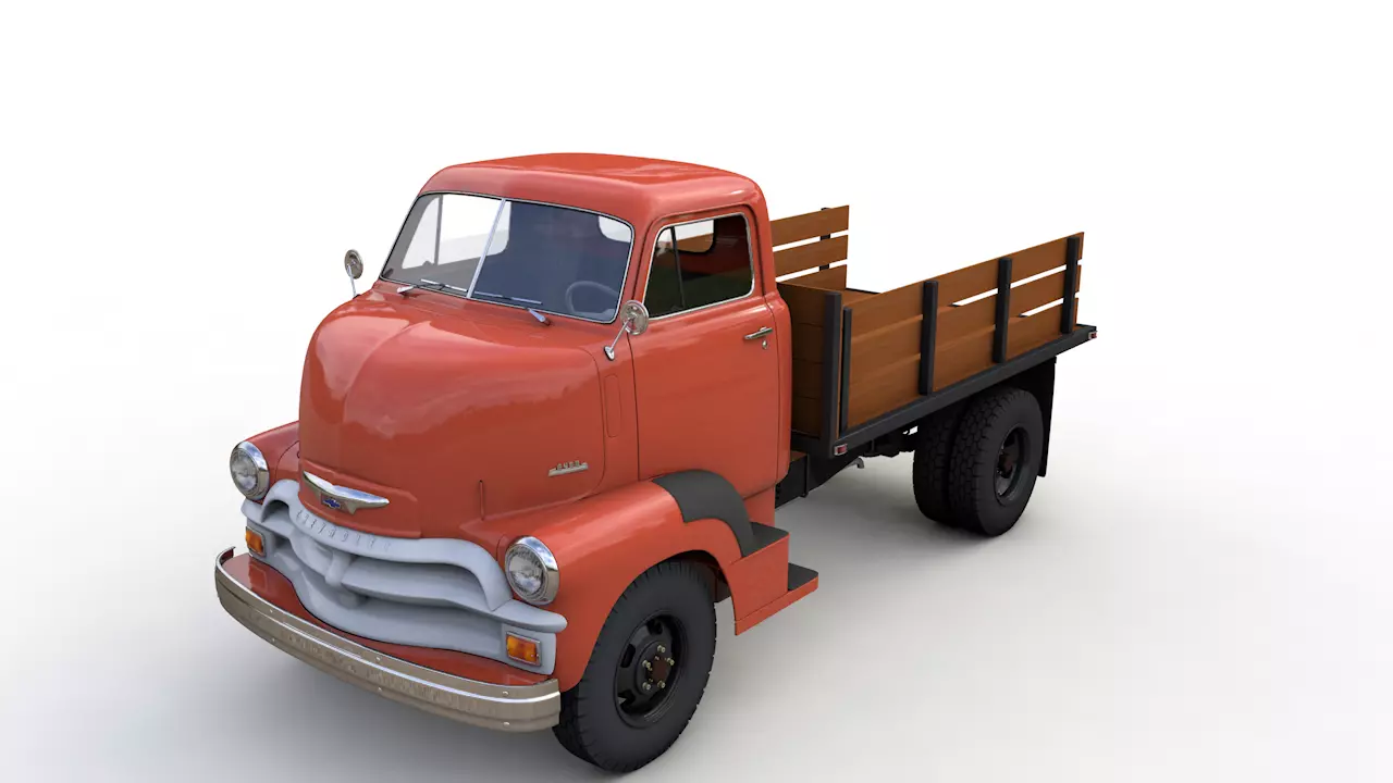 CHEVY 6400 COE FLATBED TRUCK 1954 3D model_0