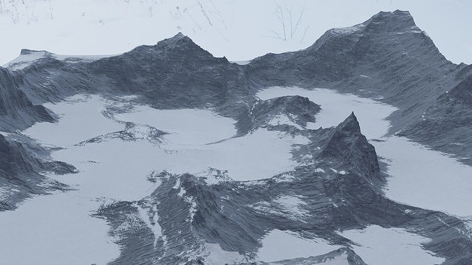 SnowMountain mountain range with snow Free 3D model