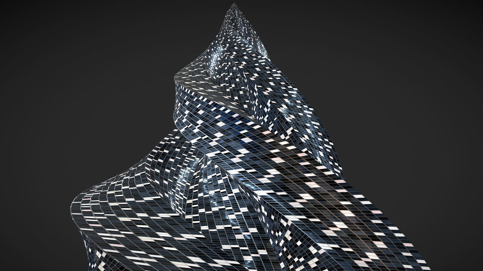 Pyramid Building Night Windows 3D model_5