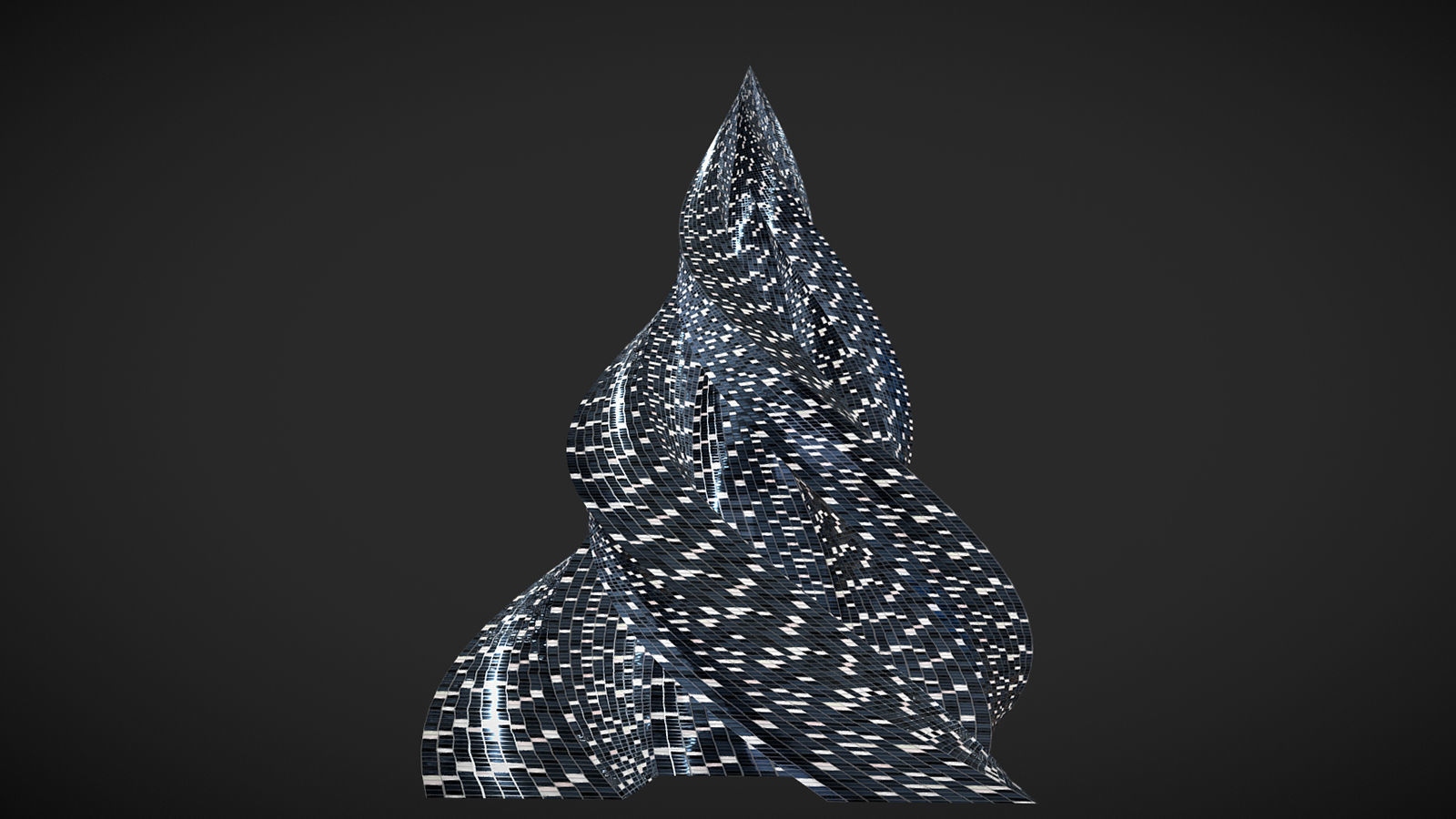 Pyramid Building Night Windows 3D model_4