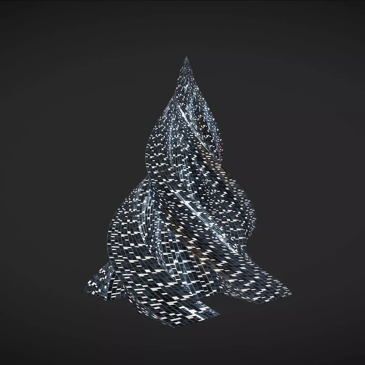 Pyramid Building Night Windows 3D model_0