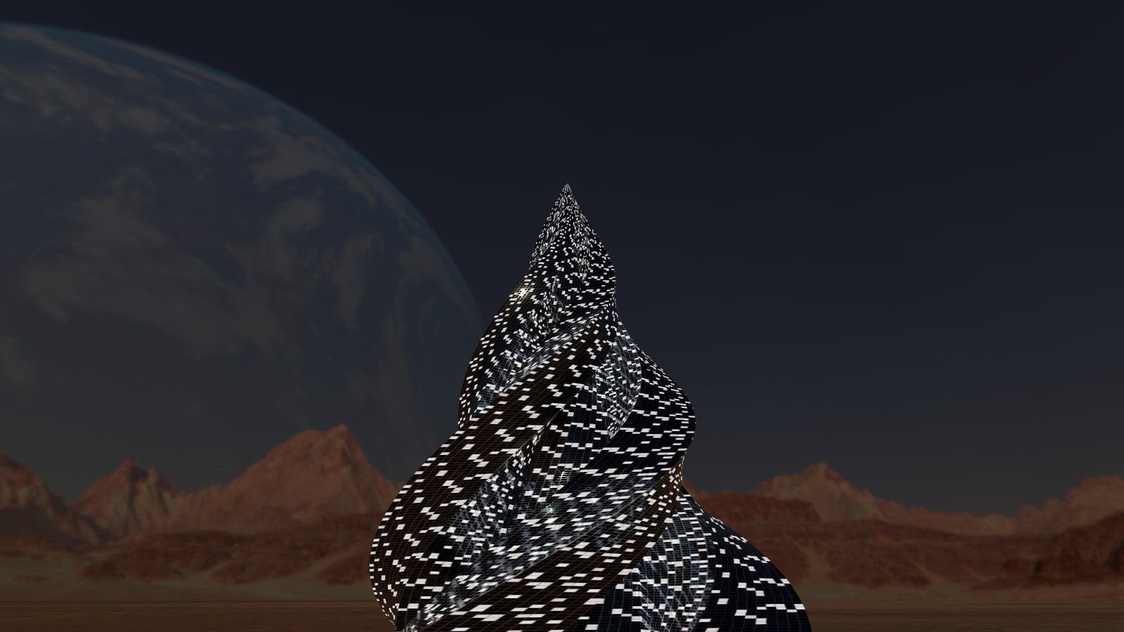 Pyramid Building Night Windows 3D model_3