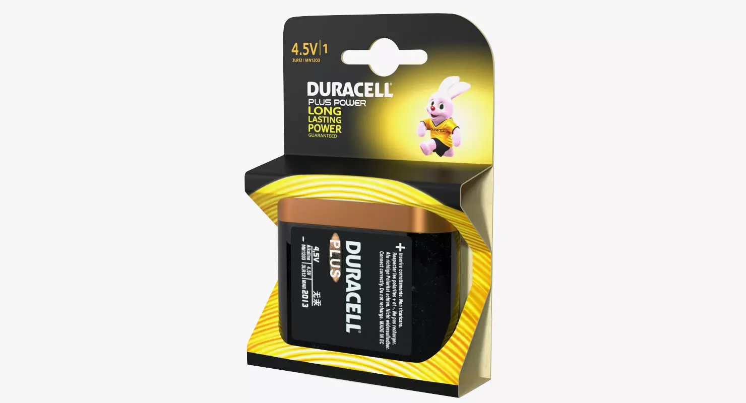 Duracell Plus Power Battery Alkaline 4-5 Volt Pack 3D model_0