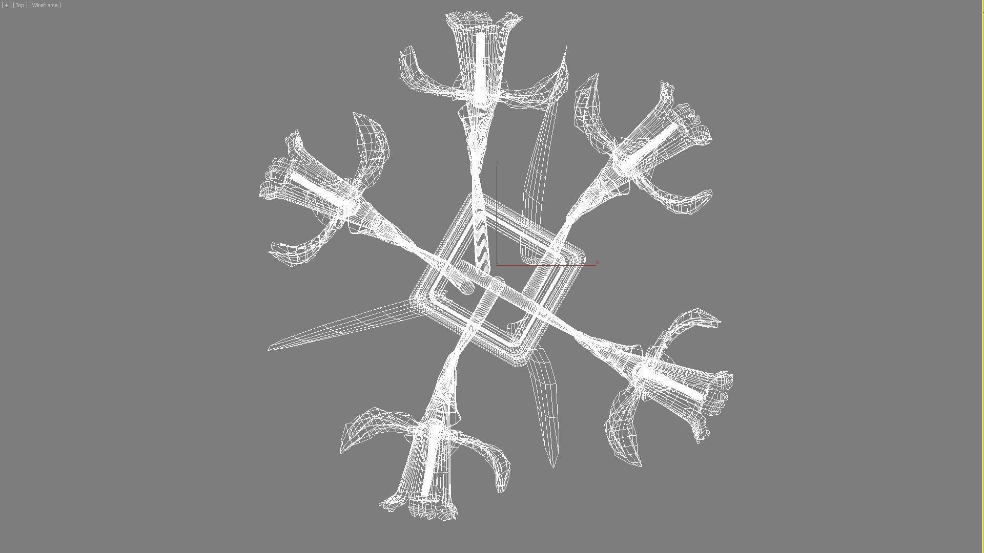 Yellow daffodils in a glass vase 3D model_13