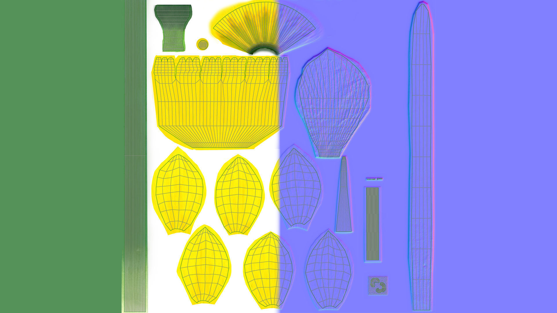 Yellow daffodils in a glass vase 3D model_8