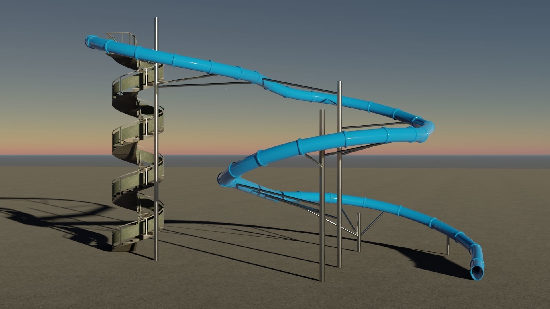 Water Slide 3D model Low-poly 3D model_7