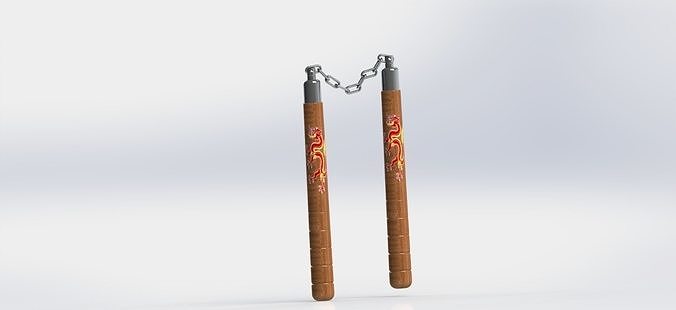 Nunchaku pair of wooden sticks 3D model