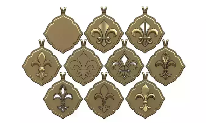 Royal lily Lys flower Fleur de lys pendants 