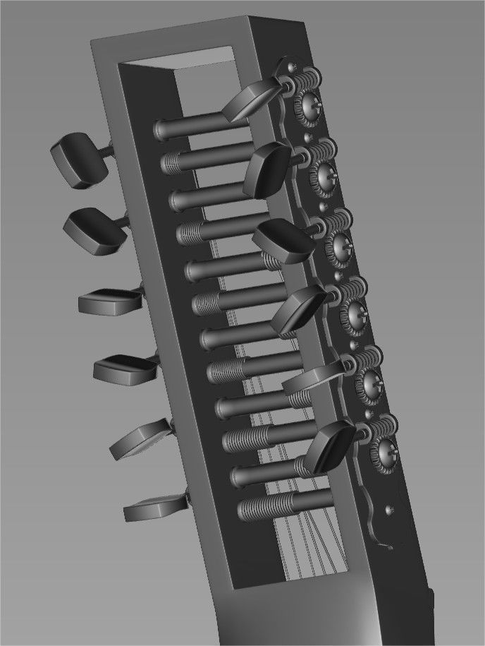 Electric Oud Musical Instrument High Poly 3D print model_6