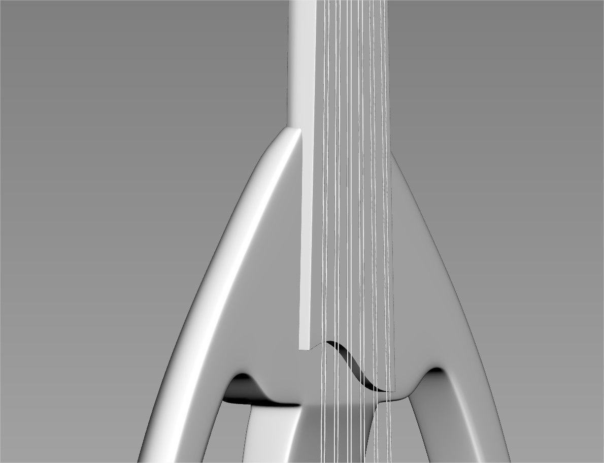 Electric Oud Musical Instrument High Poly 3D print model_1
