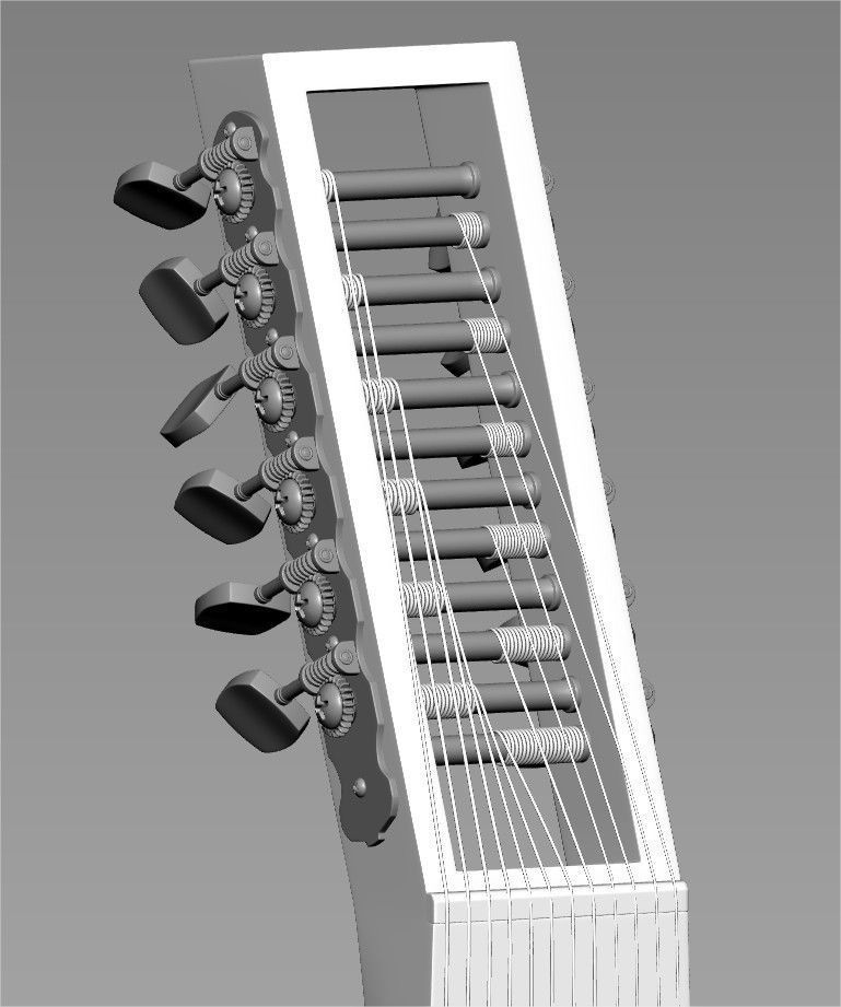 Electric Oud Musical Instrument High Poly 3D print model_2