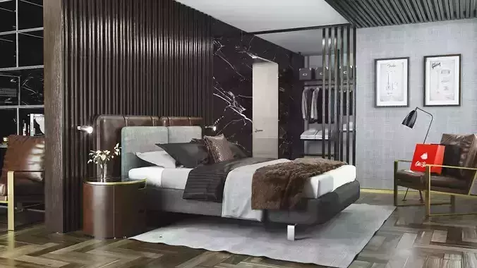 Bedroom interior Octane Render 3D model