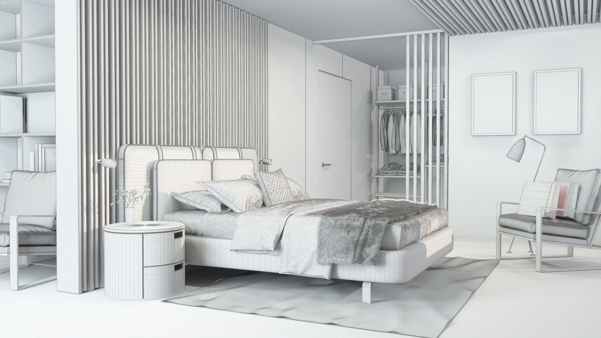Bedroom interior Octane Render 3D model_2
