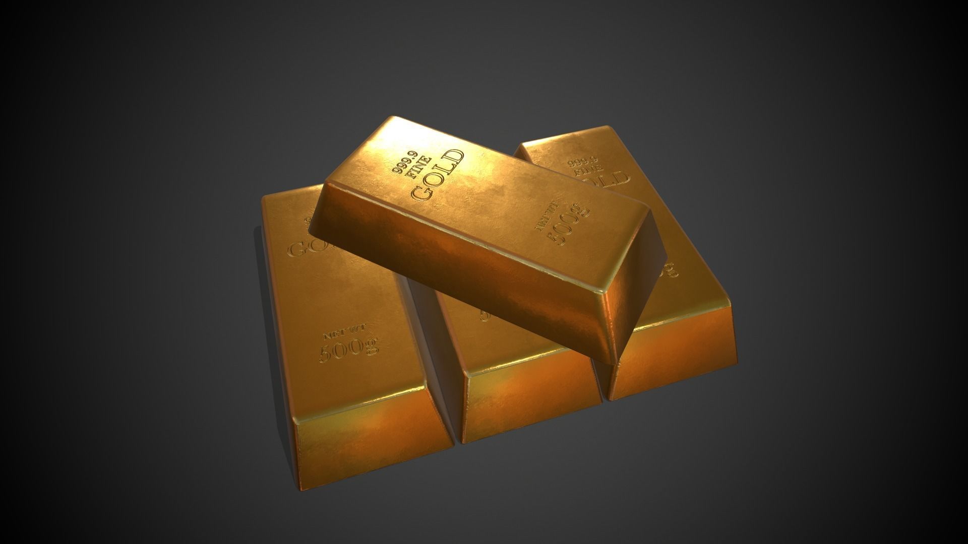 Gold Bar 500g Low-poly 3D model_5