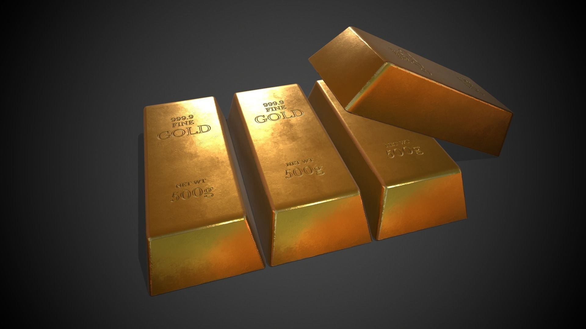 Gold Bar 500g Low-poly 3D model_4