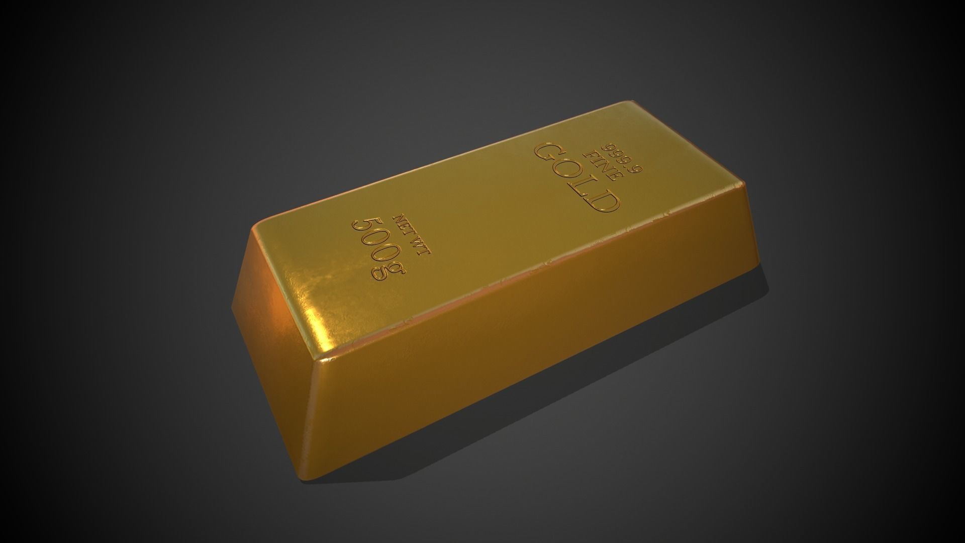 Gold Bar 500g Low-poly 3D model_2