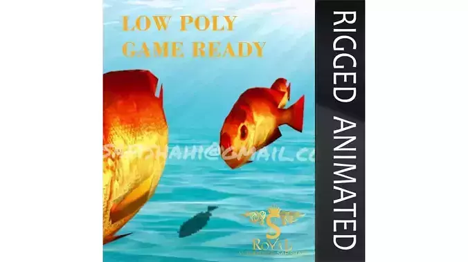 Animated Golden Fish - Loop Animation Low-poly 3D model
