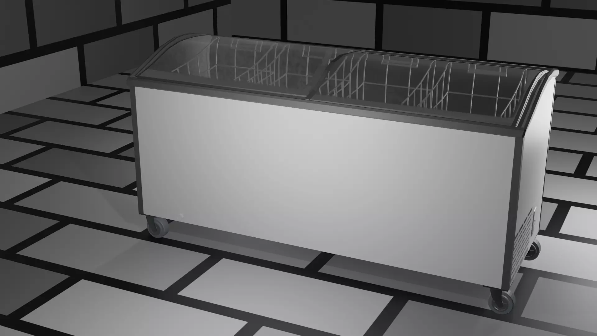 Display Freezer White - low polygon Low-poly 3D model_0