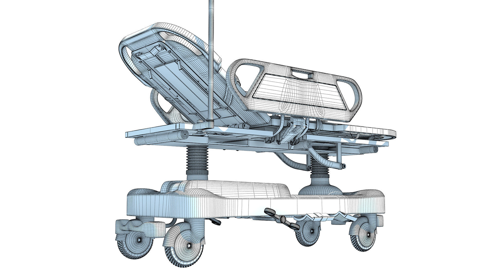 Ambulance Patient Transfer Stretcher Trolley 3D model_14