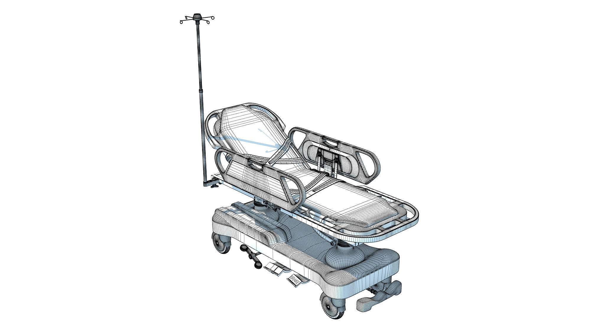 Ambulance Patient Transfer Stretcher Trolley 3D model_12