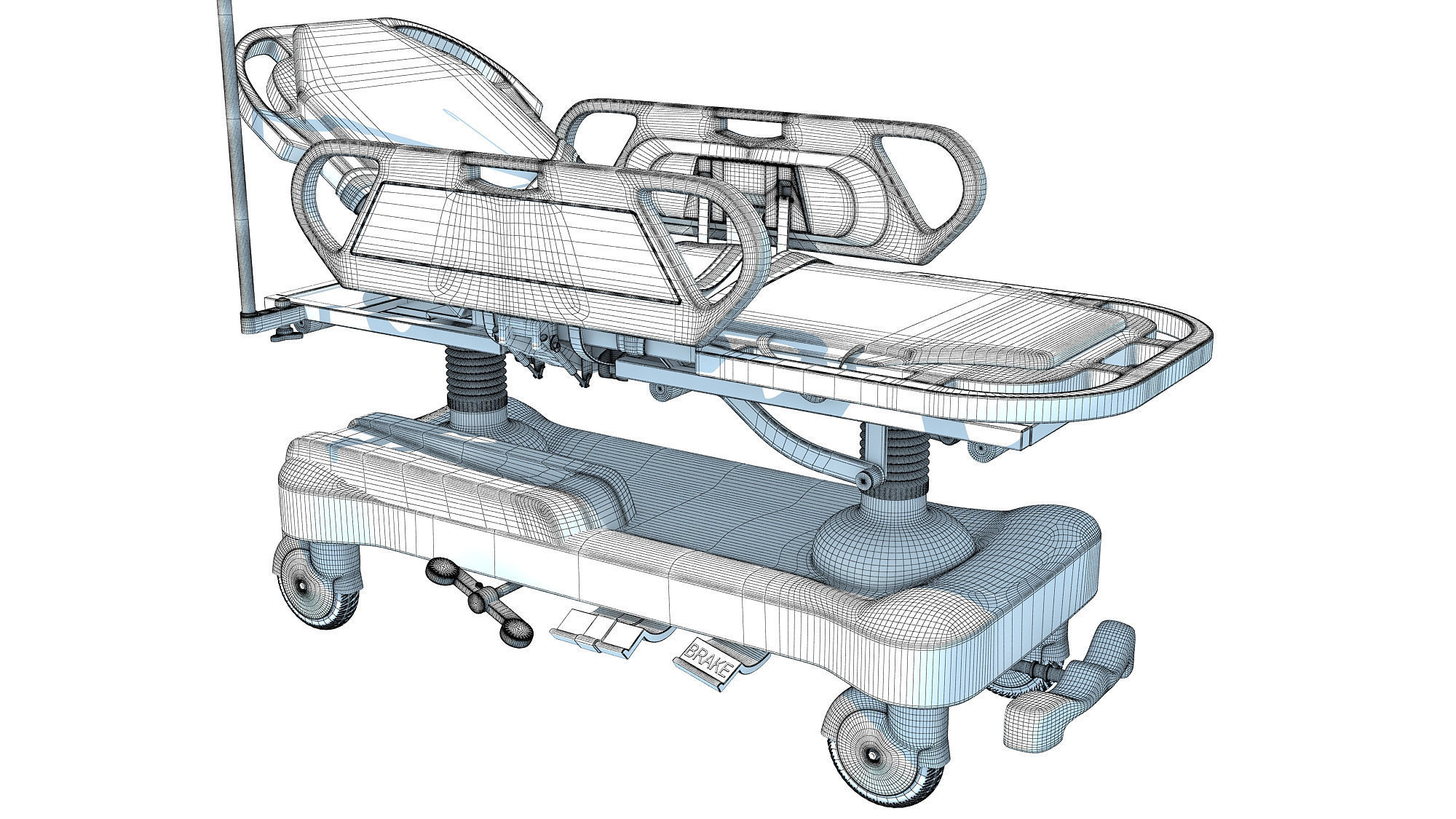 Ambulance Patient Transfer Stretcher Trolley 3D model_15