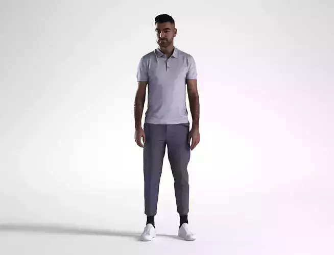 Man Casual Outfit Standing Low poly Inder 1194 3D model