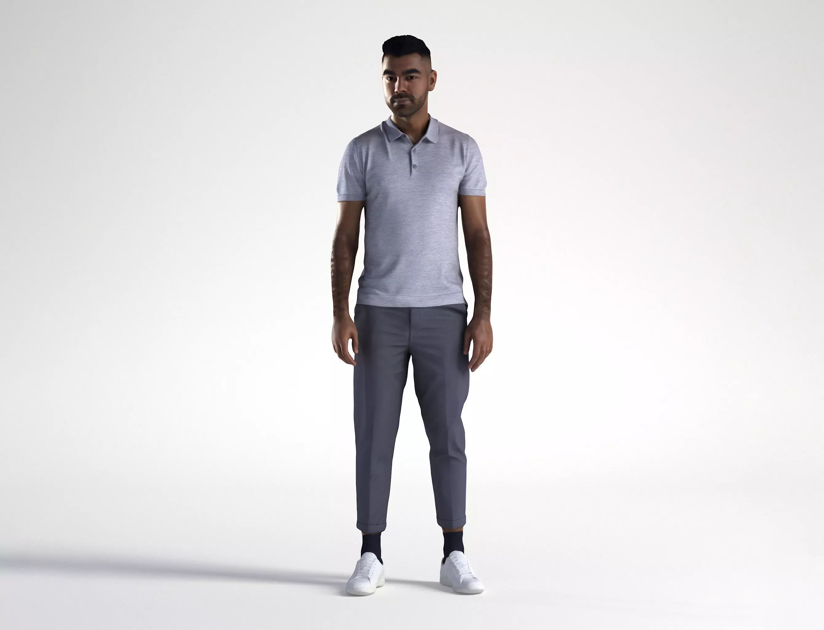 Man Casual Outfit Standing Low poly Inder 1194 3D model_0