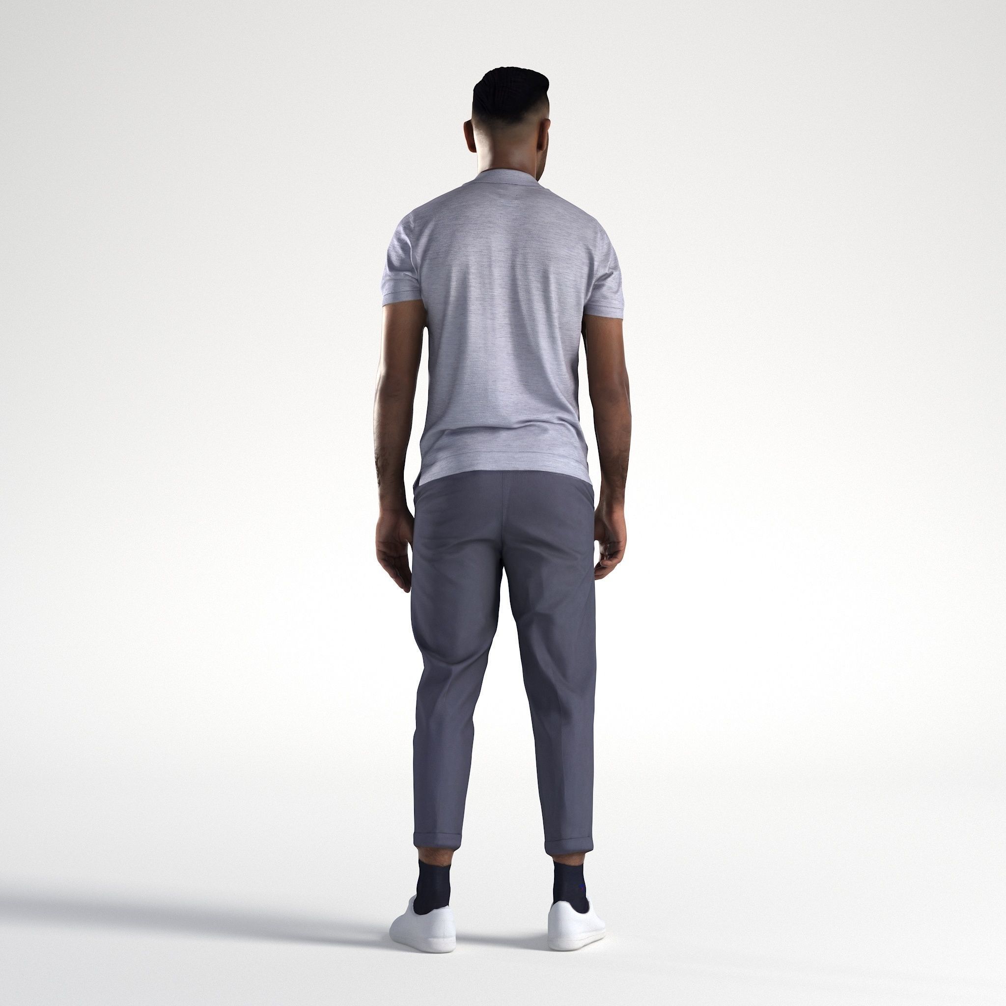 Man Casual Outfit Standing Low poly Inder 1194 3D model_4