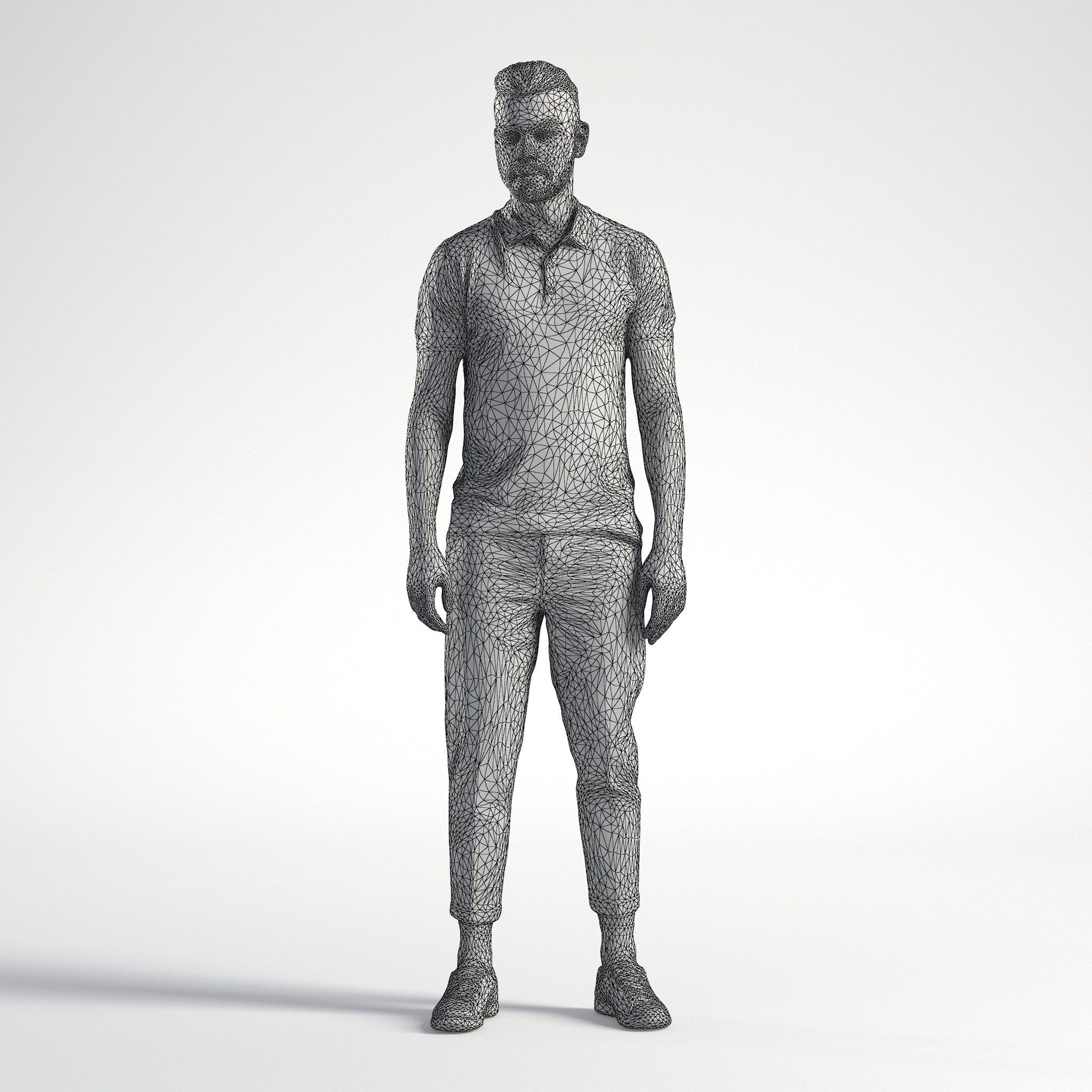 Man Casual Outfit Standing Low poly Inder 1194 3D model_9