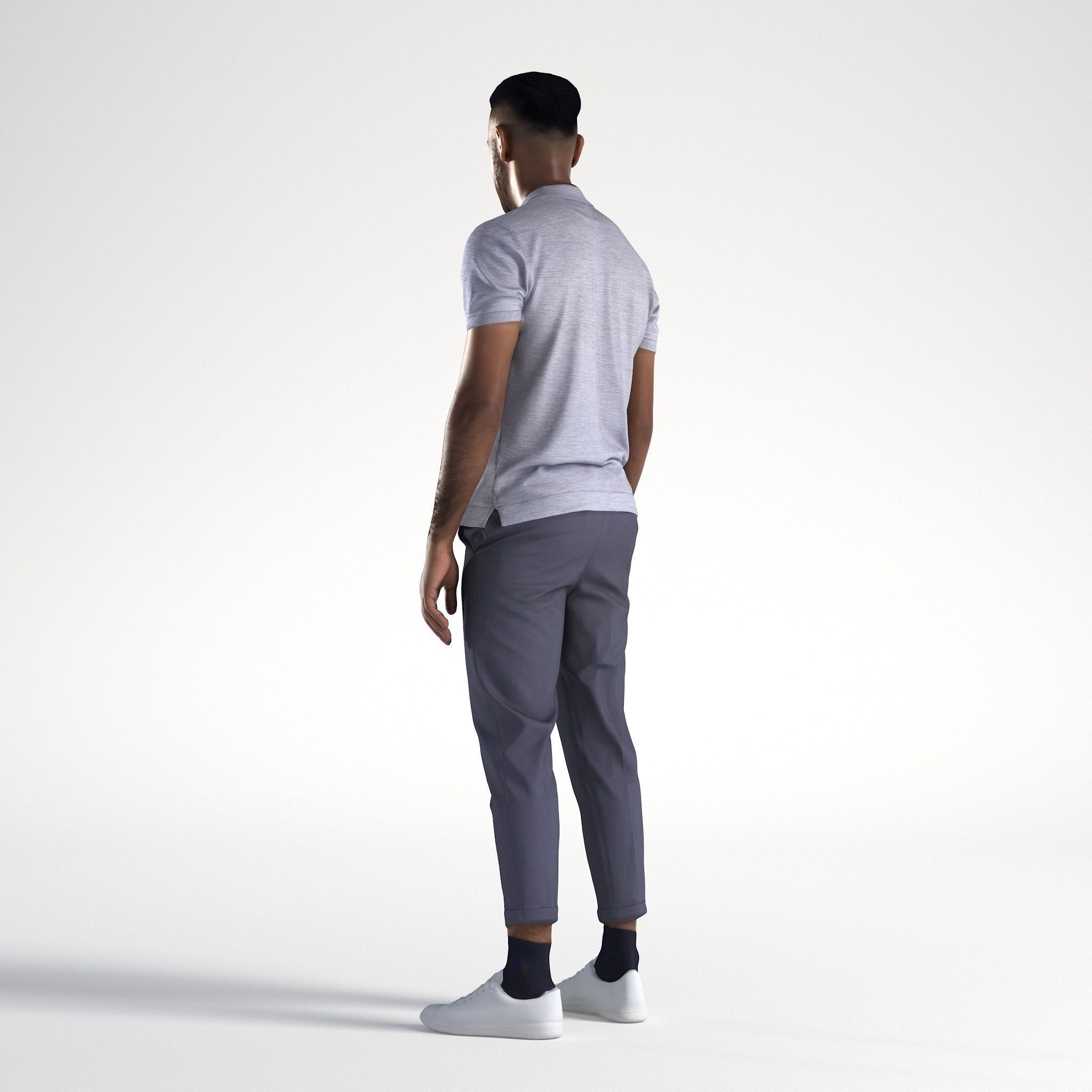Man Casual Outfit Standing Low poly Inder 1194 3D model_5