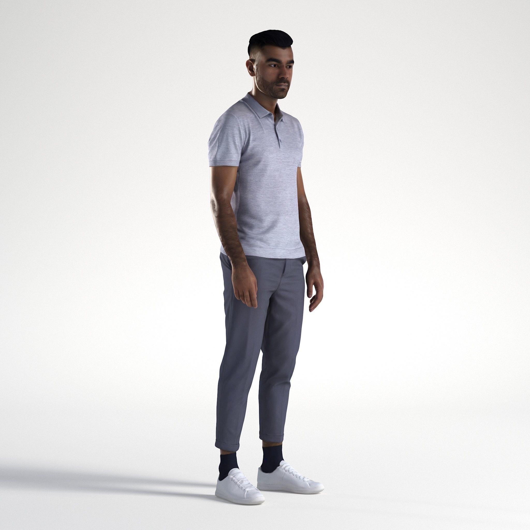 Man Casual Outfit Standing Low poly Inder 1194 3D model_1