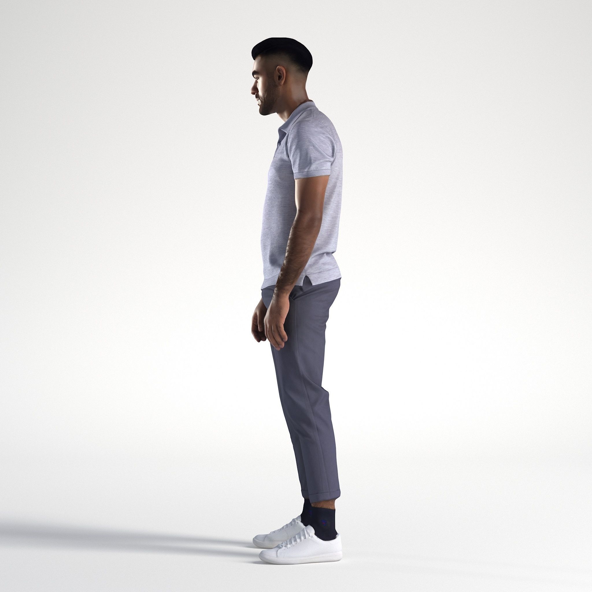 Man Casual Outfit Standing Low poly Inder 1194 3D model_6