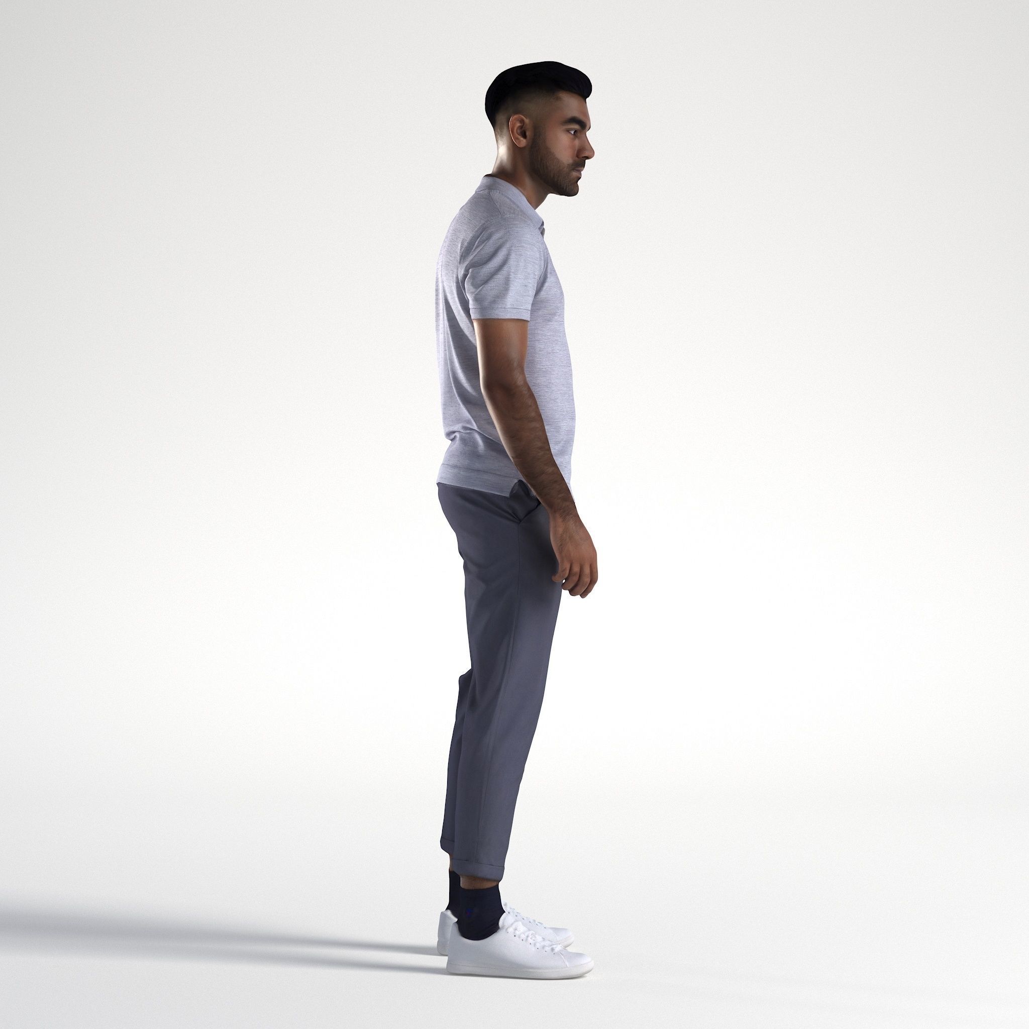 Man Casual Outfit Standing Low poly Inder 1194 3D model_2